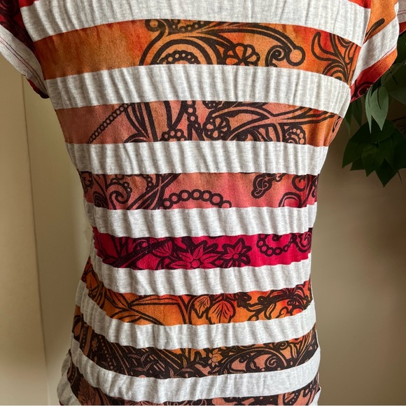 Mandee Striped Short Sleeve Printed T-Shirt Orange Sz M - Picture 12 of 16